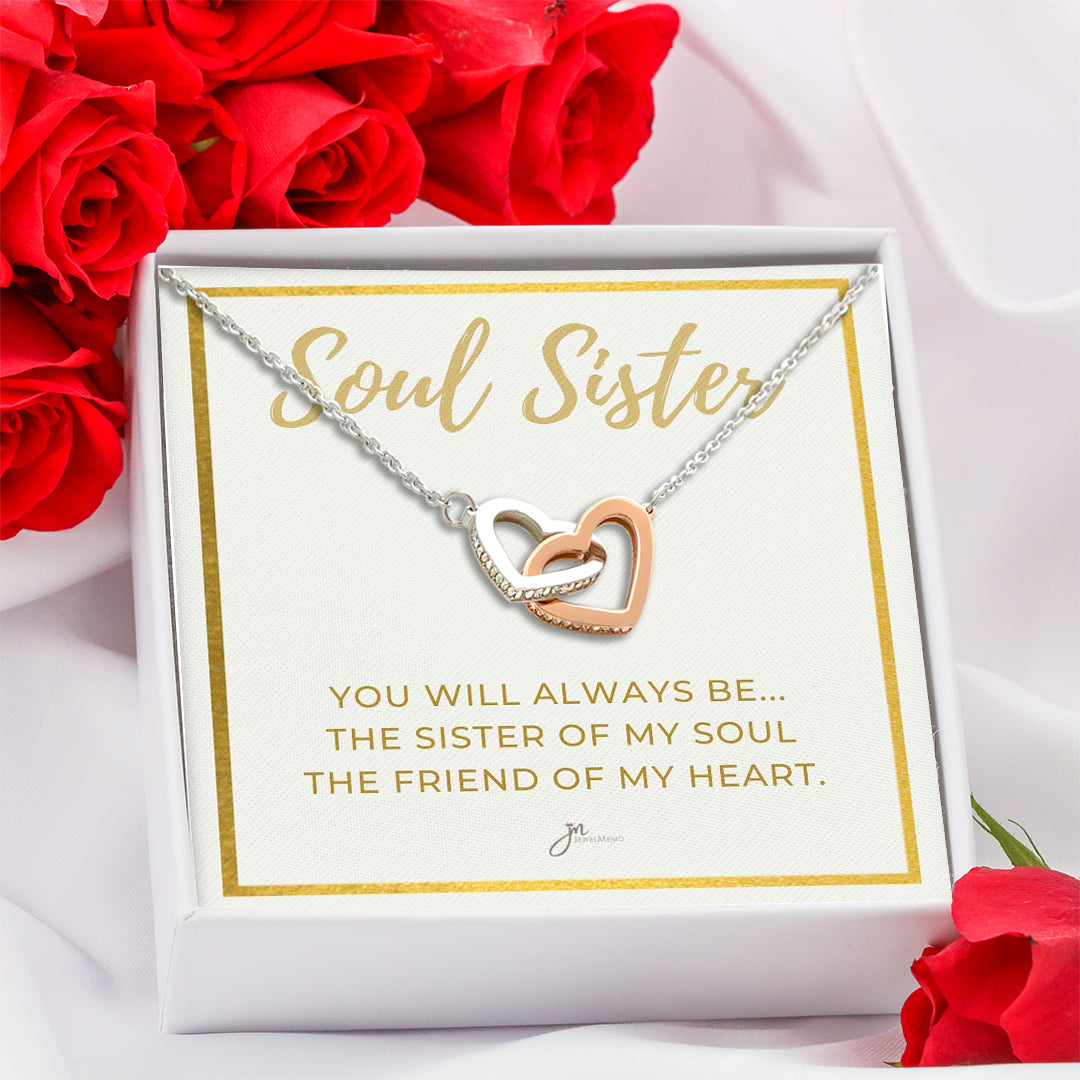 Soul Sister Interlocking Hearts Friendship Necklace