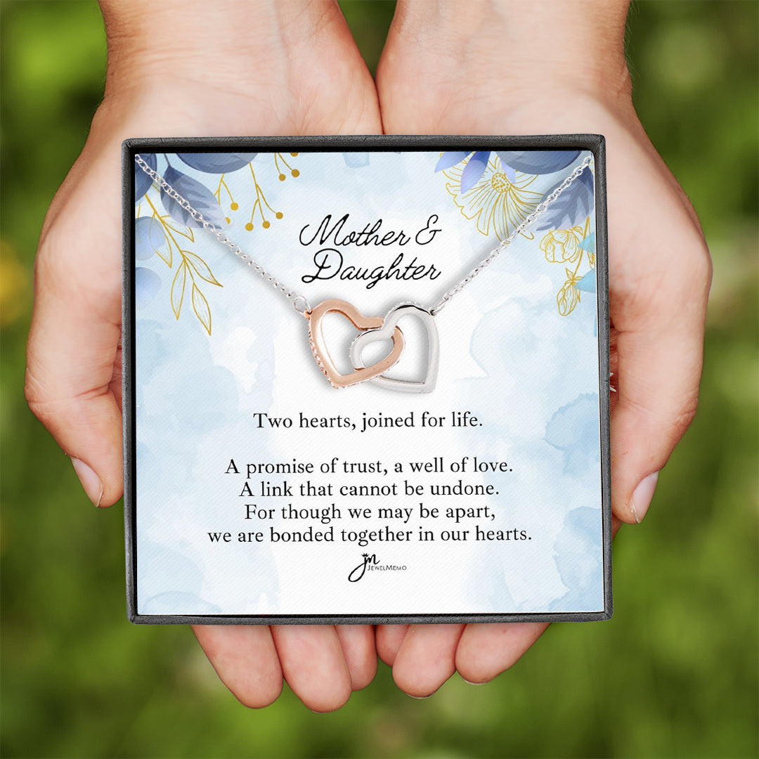 Mother And Daughter Interlocking Hearts Necklace - Joined For Life