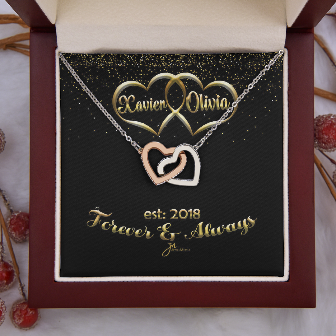 Personalized Forever & Always Interlocking Hearts Necklace