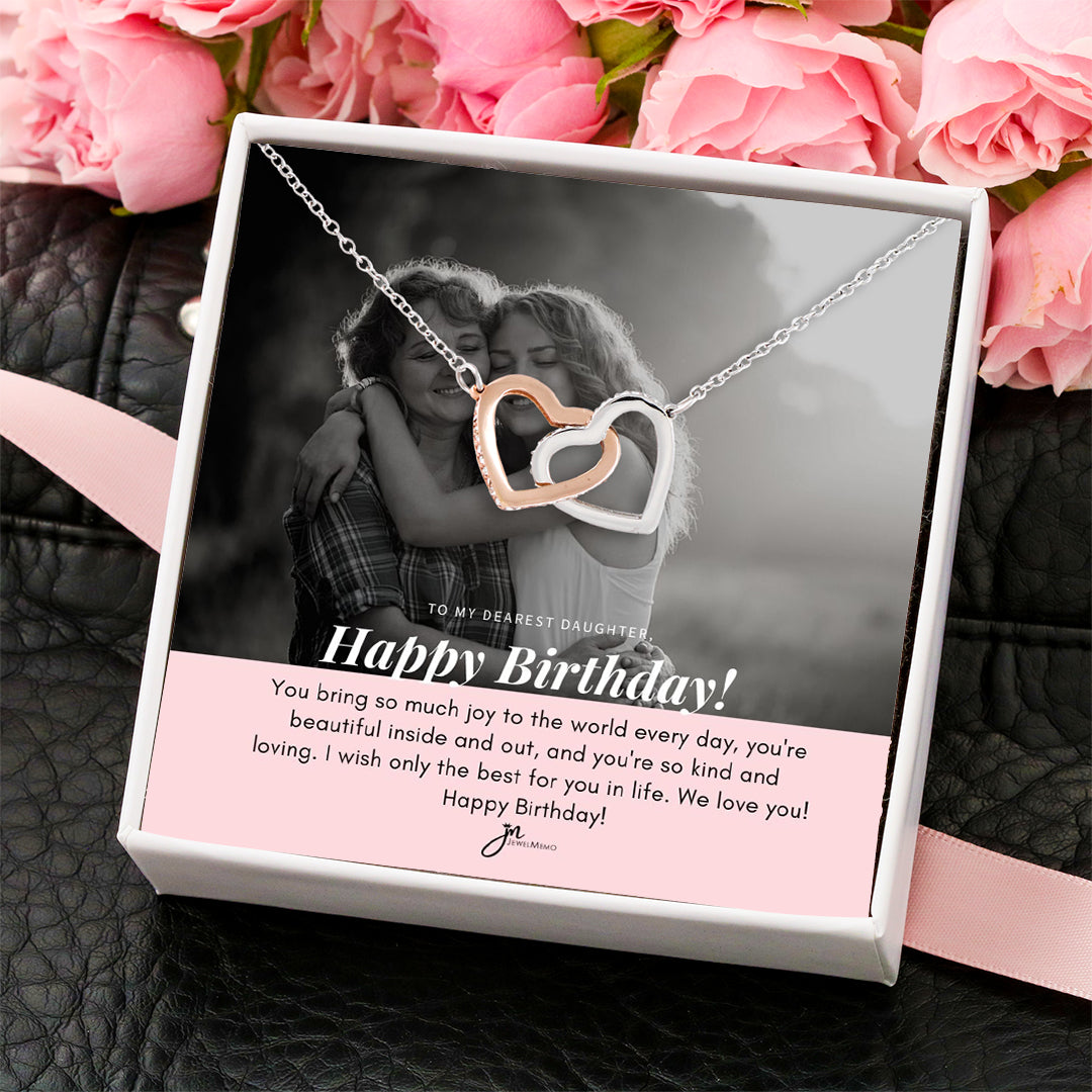 Birthday Necklace Custom Image B/W - Dearest Daughter