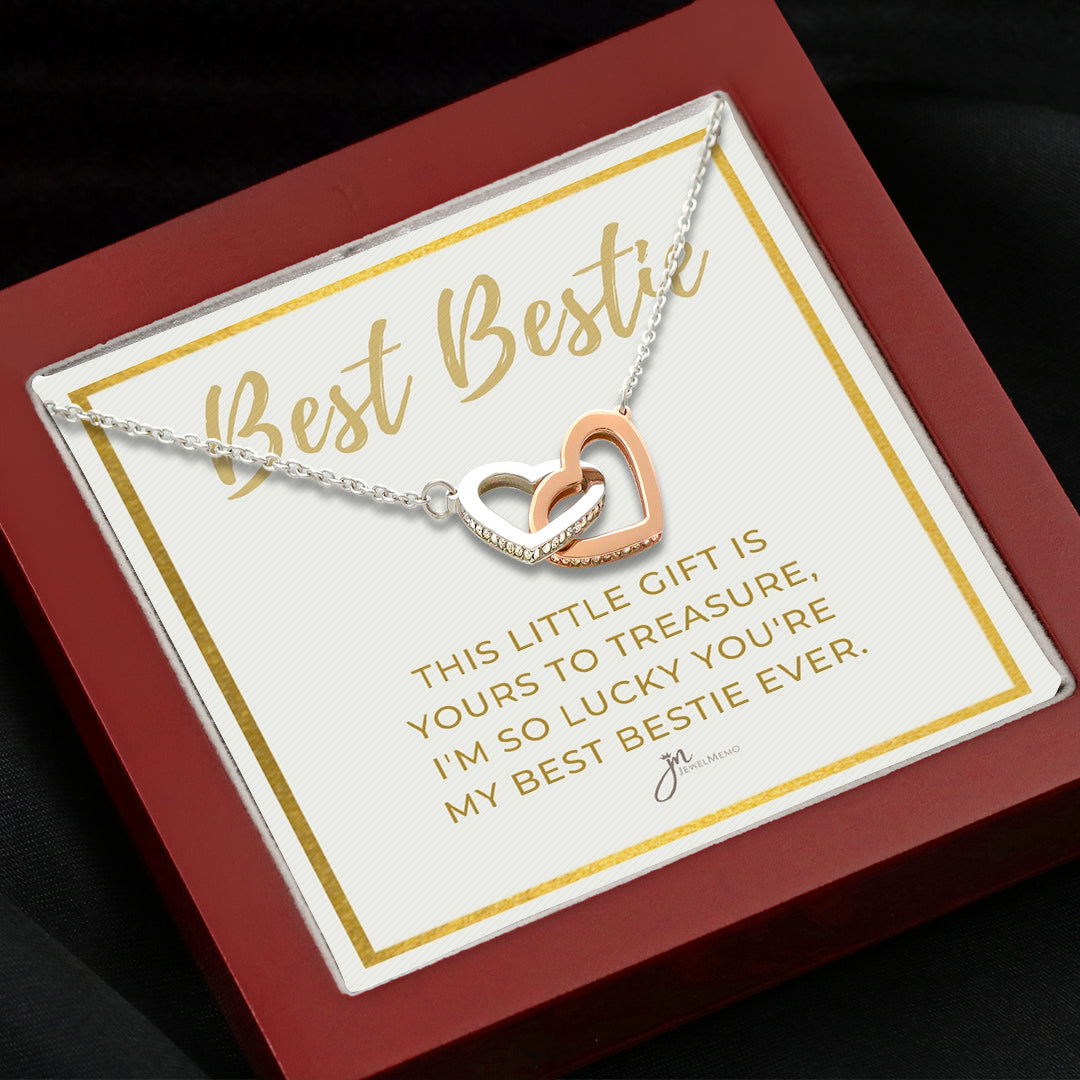 Best Bestie Interlocking Hearts Friendship Necklace