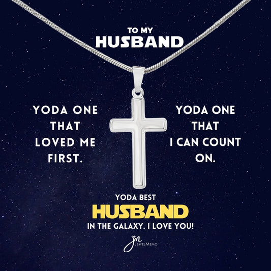 Yoda Best Husband In The Galaxy Cross Necklace V2