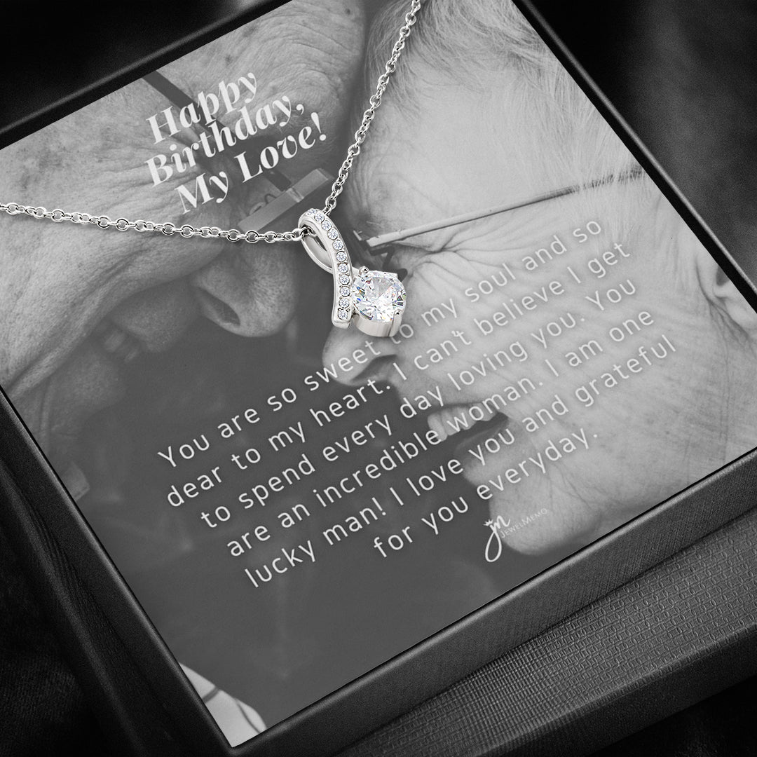 Birthday Necklace Custom Image B/W - Grateful For You