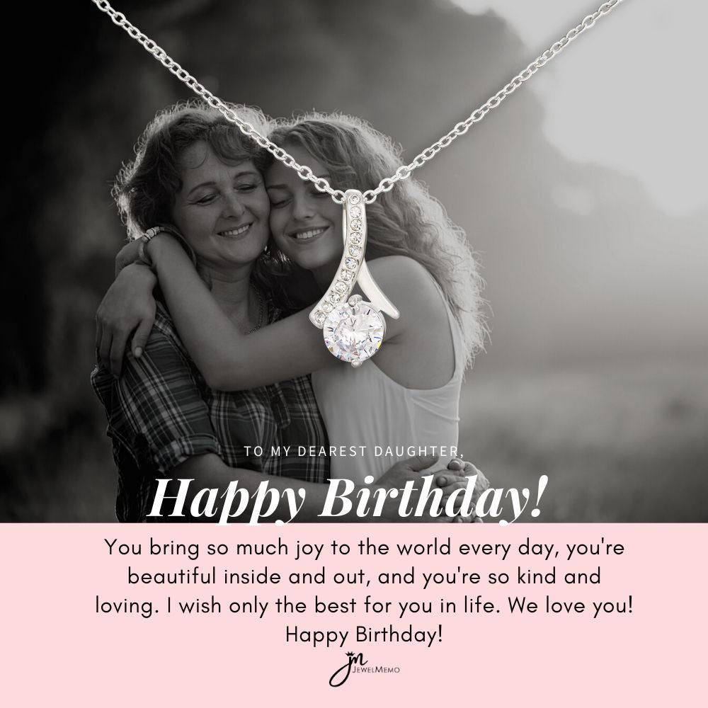 Birthday Necklace Custom Image B/W - Dearest Daughter