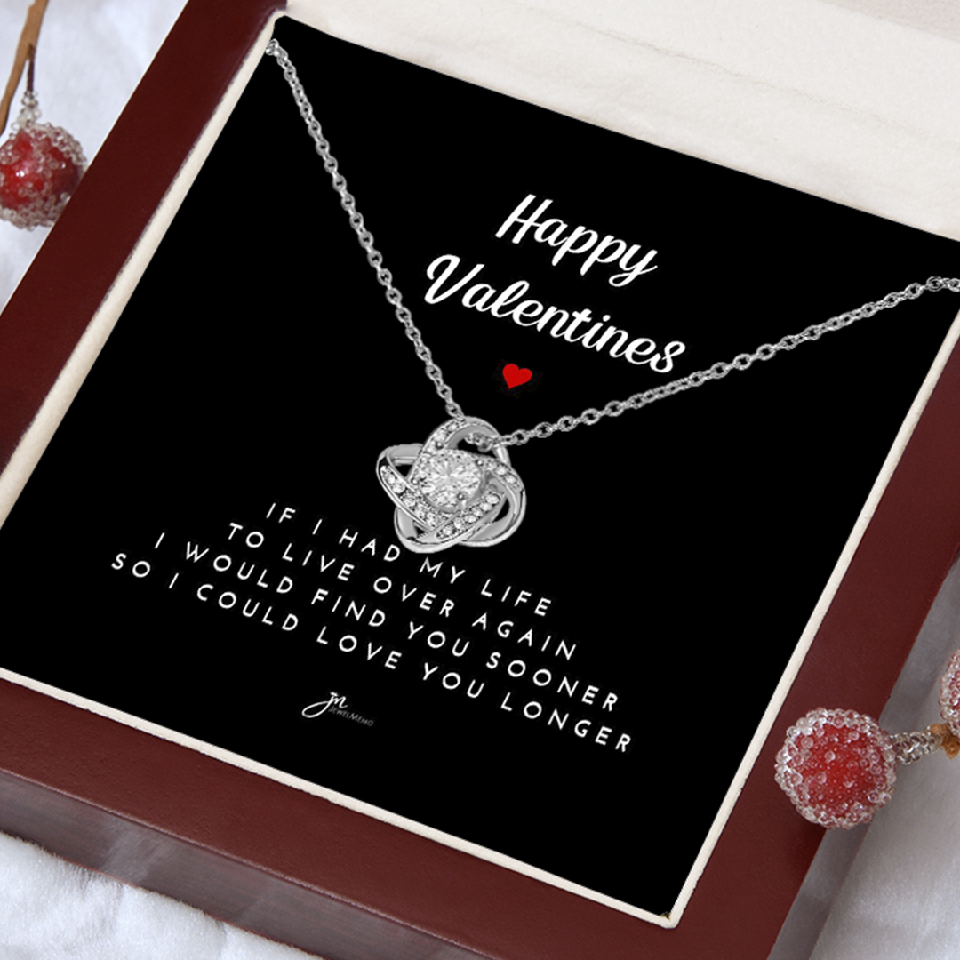 Happy Valentines Love Knot Necklace - Black Card