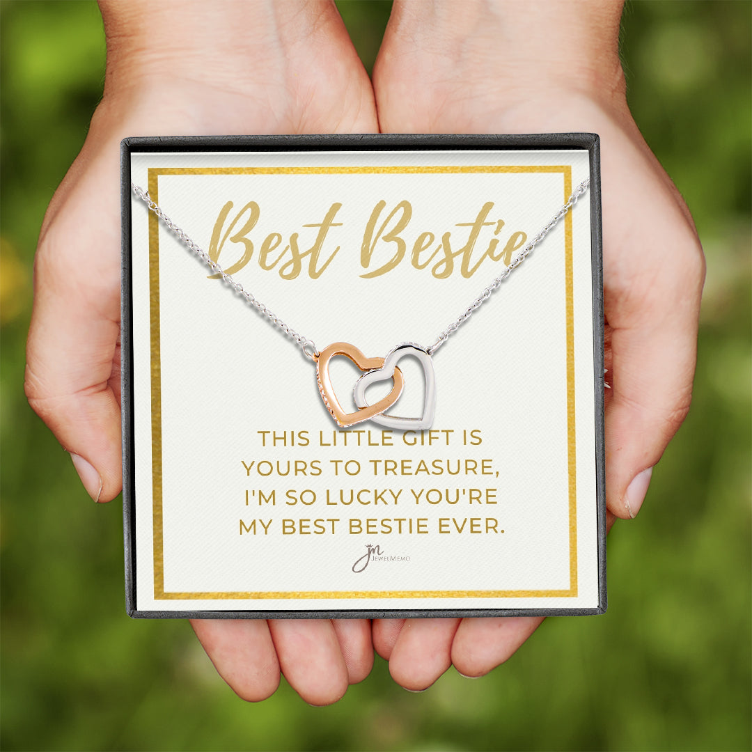 Best Bestie Interlocking Hearts Friendship Necklace