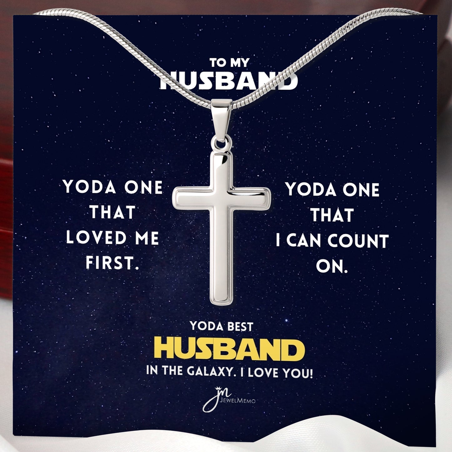 Yoda Best Husband In The Galaxy Cross Necklace V2