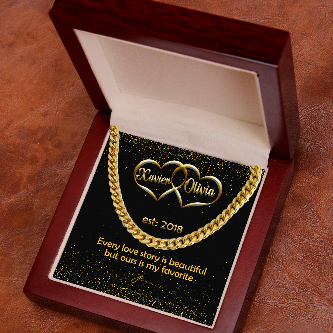 Pesonalized My Favorite Love Story Cuban Link Chain Necklace