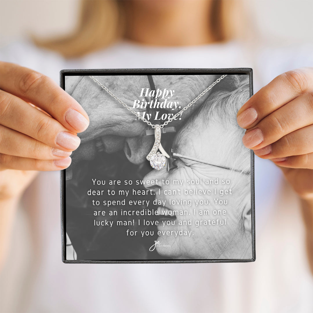 Birthday Necklace Custom Image B/W - Grateful For You