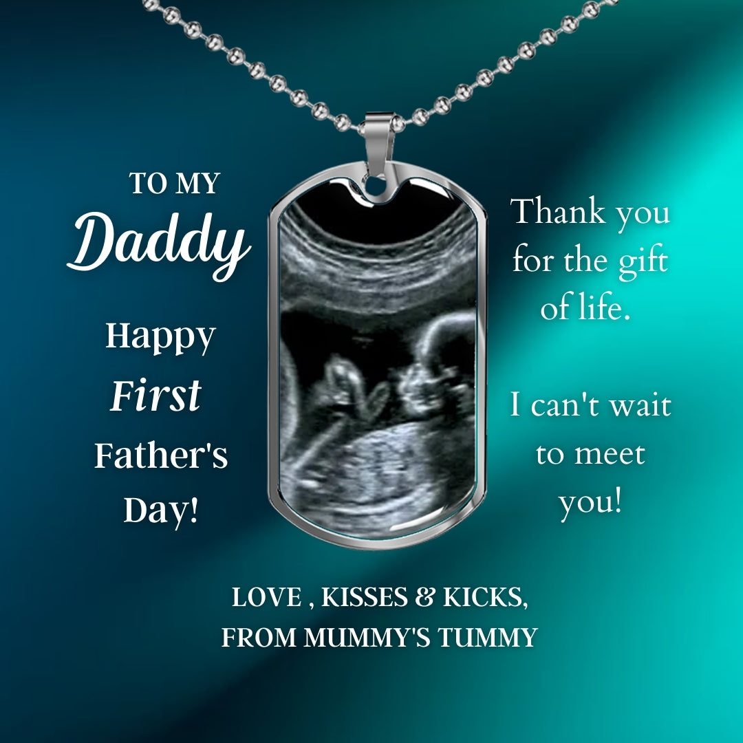 Custom Photo Dad Tag Pendant Necklace - Happy First Father's Day