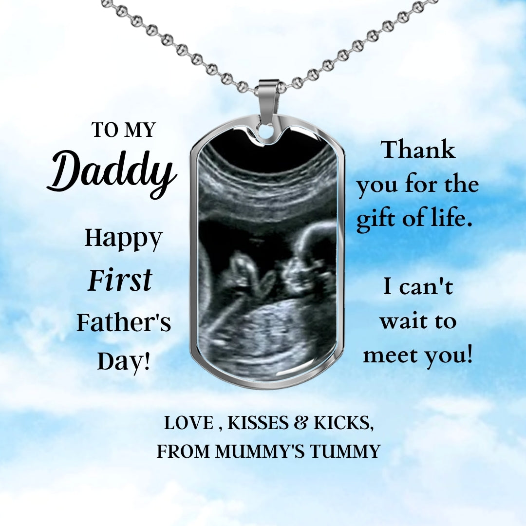 Custom Photo Dad Tag Pendant Necklace - Happy First Father's Day