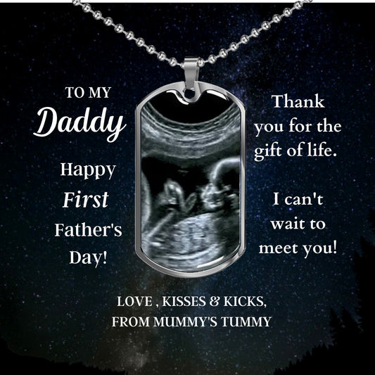 Custom Photo Dad Tag Pendant Necklace - Happy First Father's Day