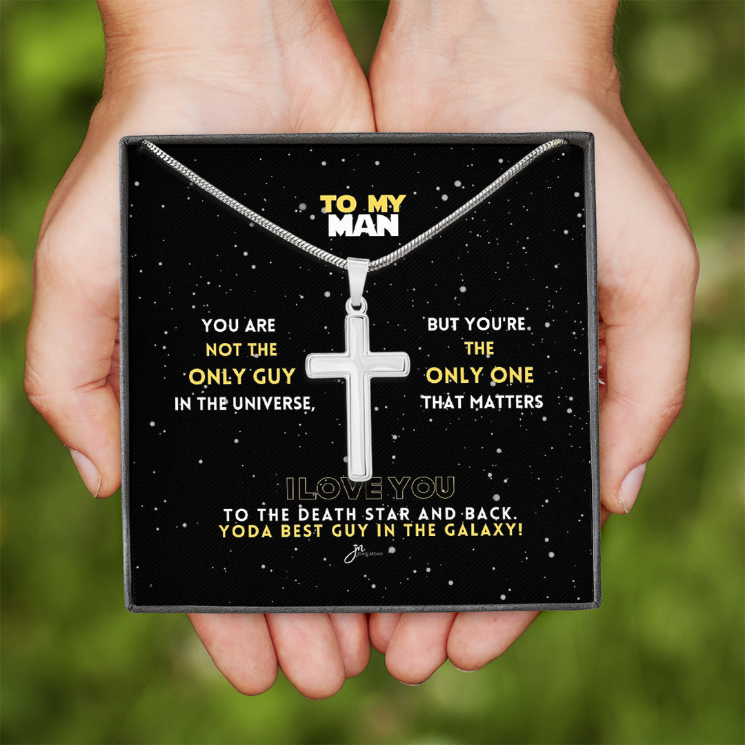 To My Man Yoda Best Guy In The Galaxy Cross Necklace