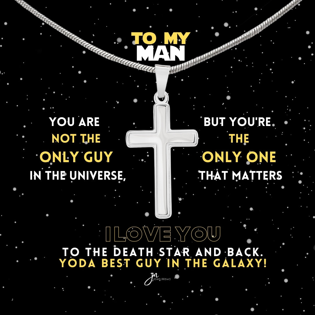 To My Man Yoda Best Guy In The Galaxy Cross Necklace