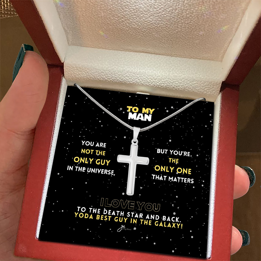 To My Man Yoda Best Guy In The Galaxy Cross Necklace