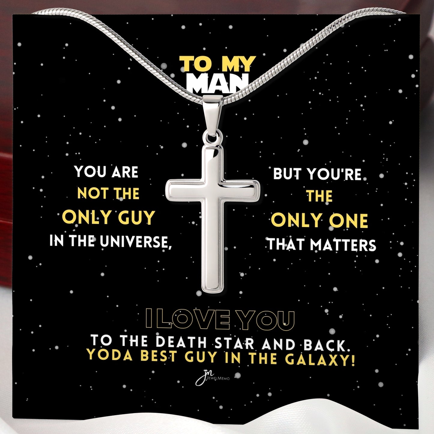 To My Man Yoda Best Guy In The Galaxy Cross Necklace