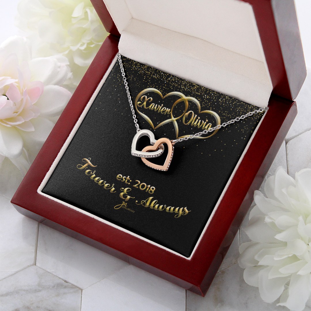 Personalized Forever & Always Interlocking Hearts Necklace