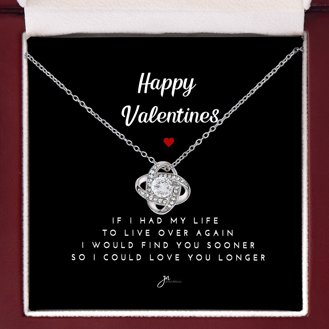 Happy Valentines Love Knot Necklace - Black Card