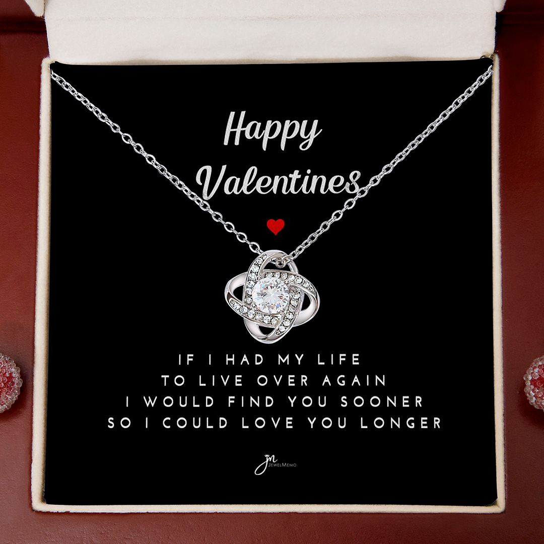 Happy Valentines Love Knot Necklace - Black Card