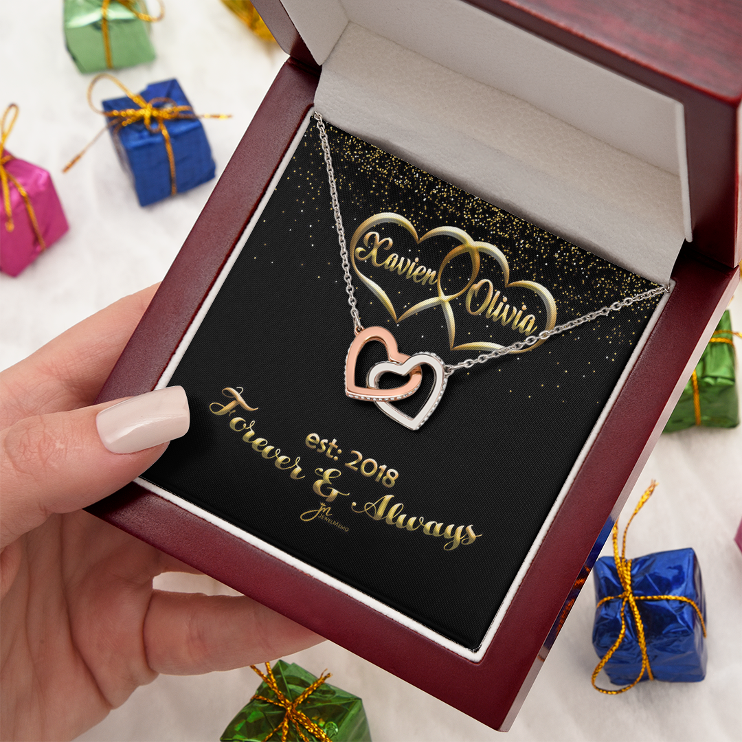 Personalized Forever & Always Interlocking Hearts Necklace