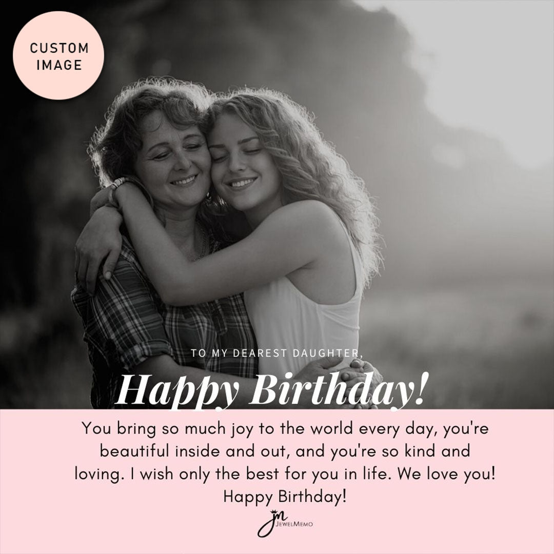 Birthday Necklace Custom Image B/W - Dearest Daughter