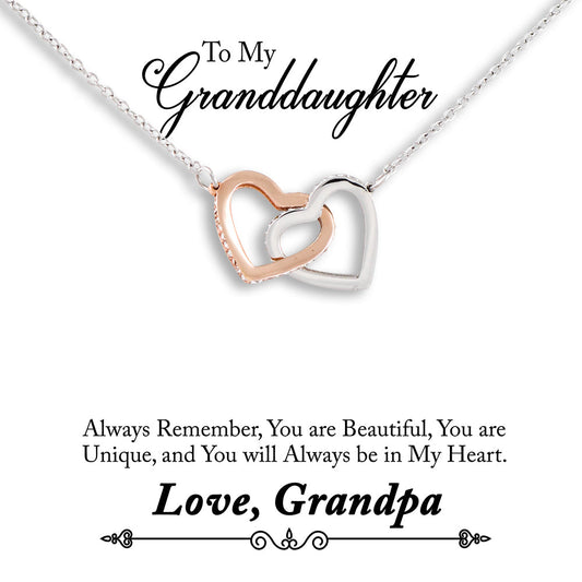 You Are Beautiful Interlocking Hearts Granddaugther Necklace