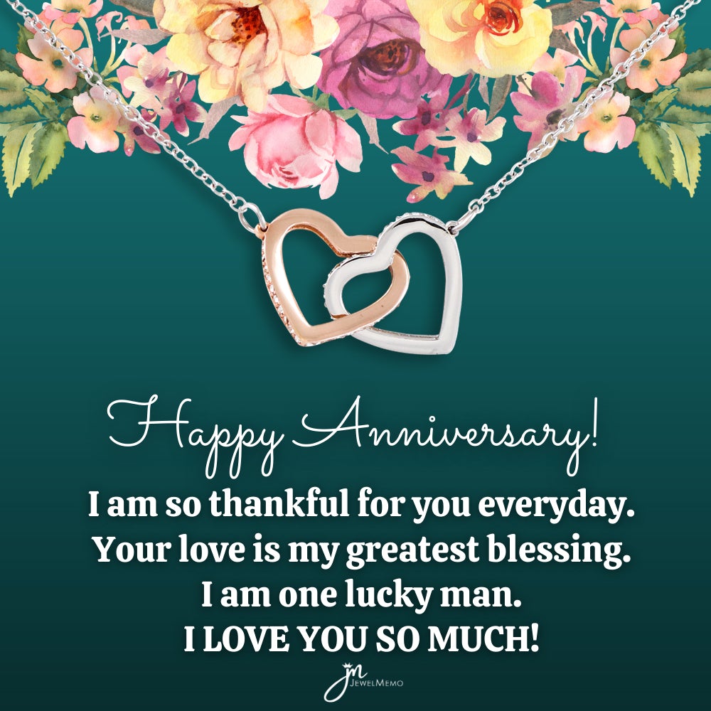 Interlocking Hearts Anniversary Necklace - Your Love Is My Greatest Blessing