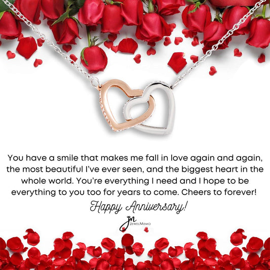 Interlocking Hearts Anniversary Necklace - You're Everything I Need