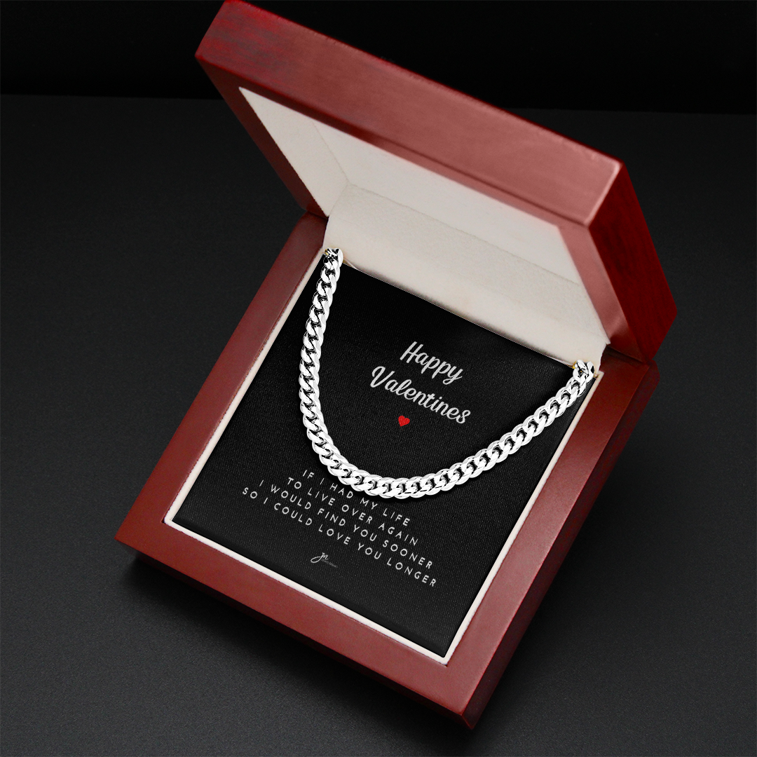 Happy Valentines Cuban Link Chain Necklace - Black Card