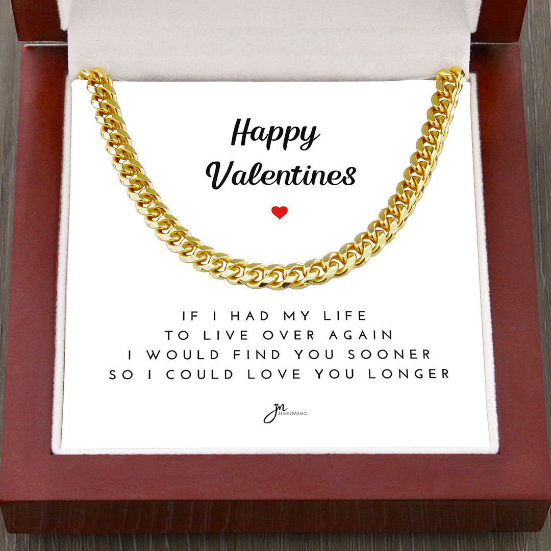 Happy Valentines Cuban Link Chain Necklace - White Card