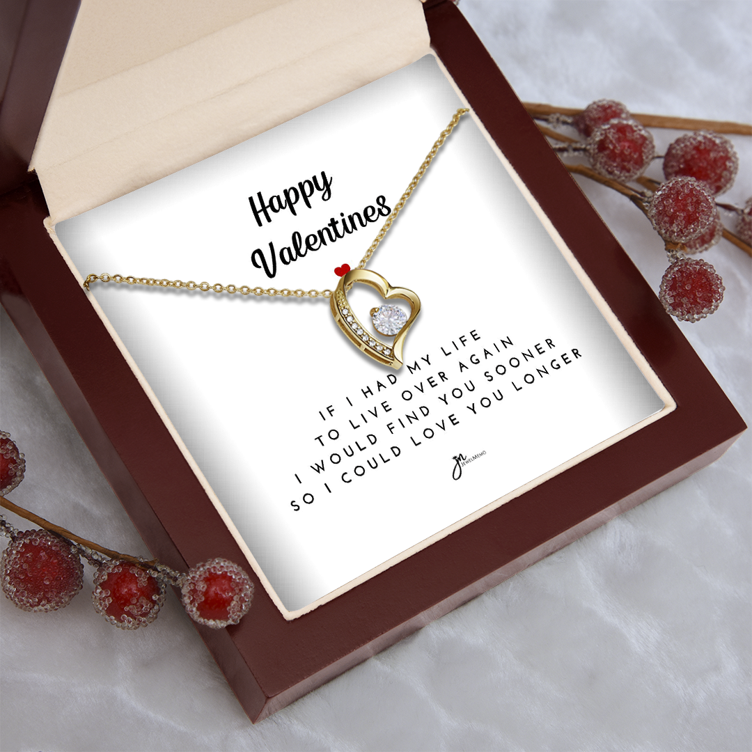 Happy Valentines Love Knot Necklace - White Card