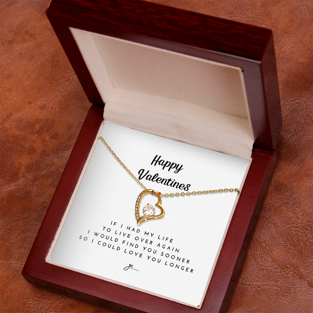 Happy Valentines Love Knot Necklace - White Card