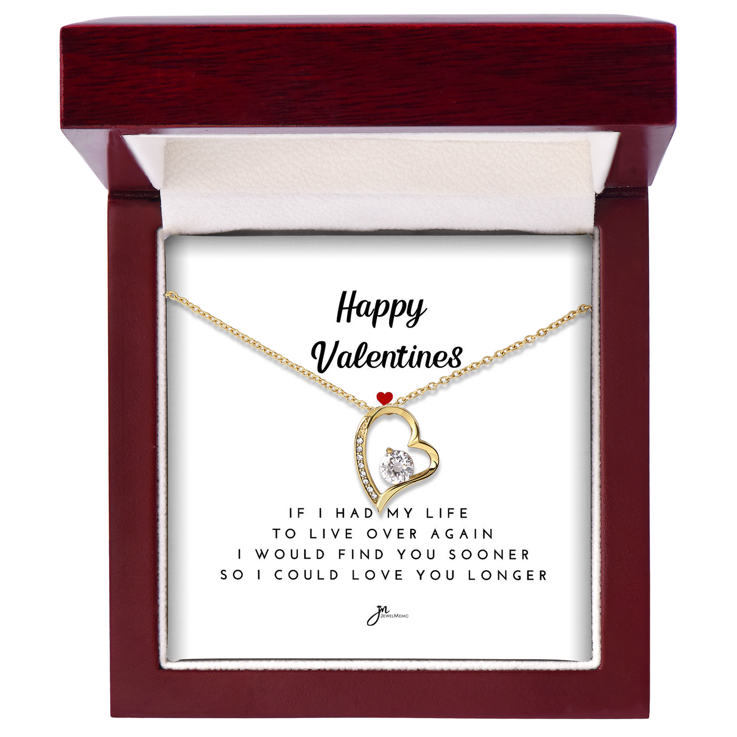 Happy Valentines Love Knot Necklace - White Card