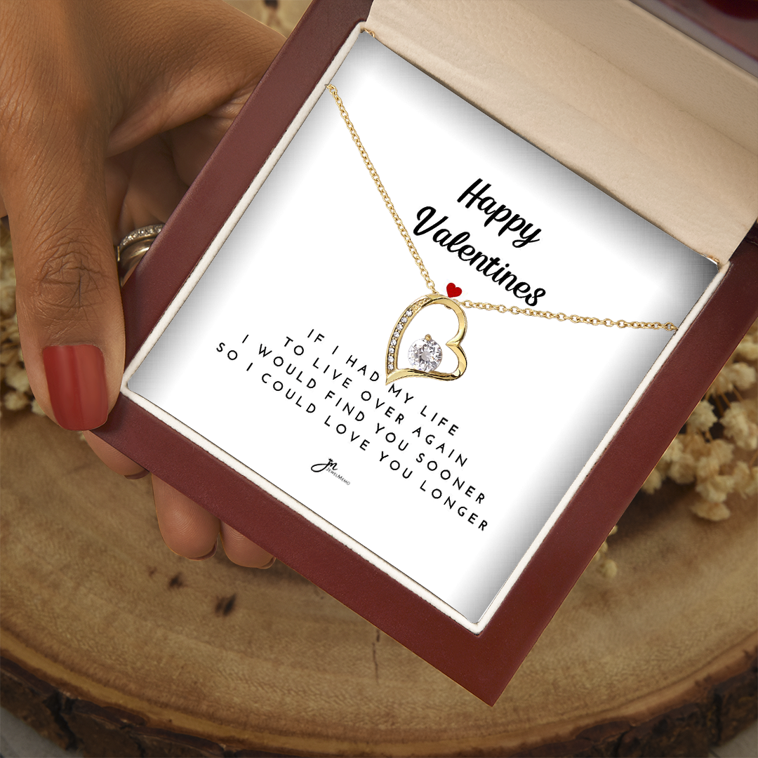 Happy Valentines Love Knot Necklace - White Card