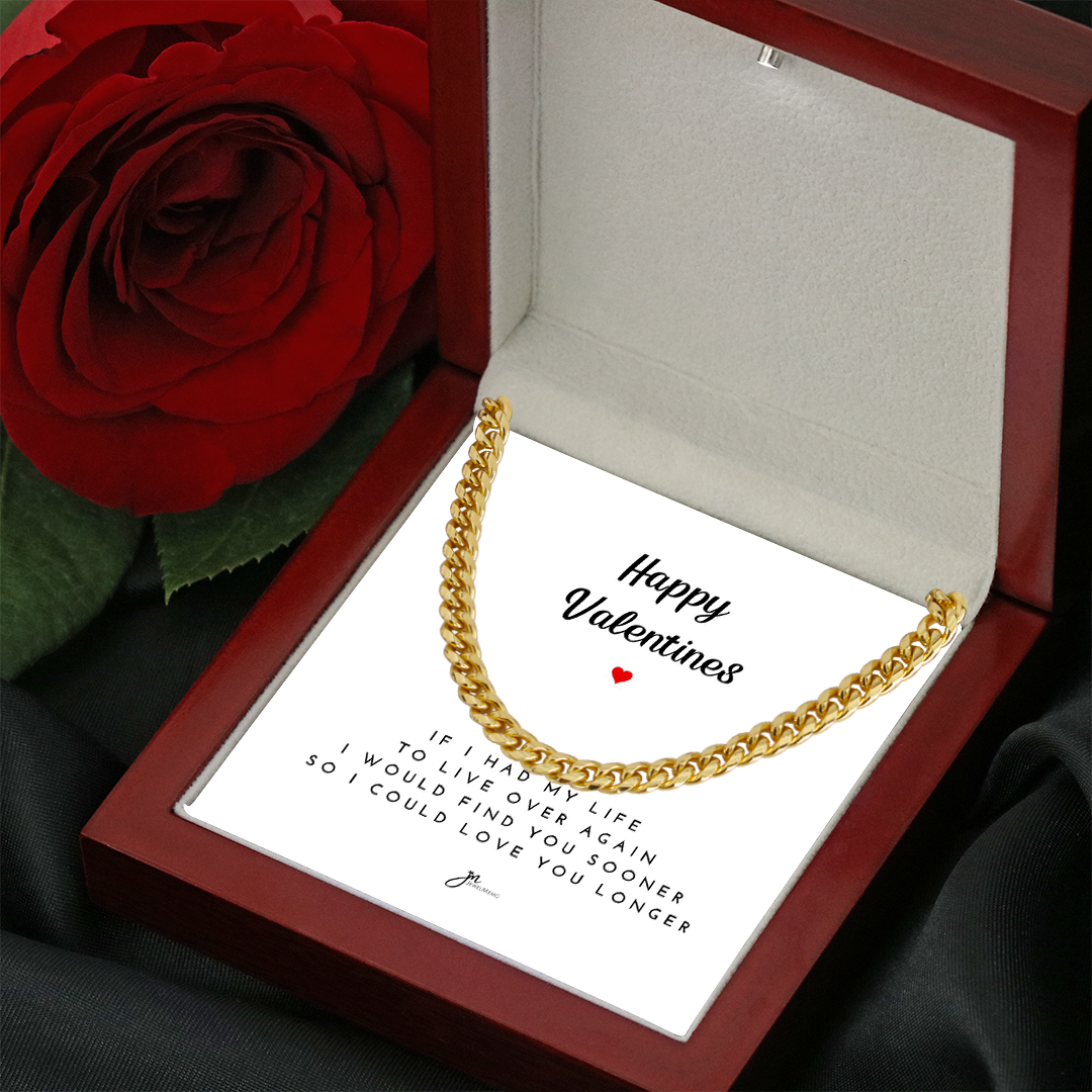 Happy Valentines Cuban Link Chain Necklace - White Card