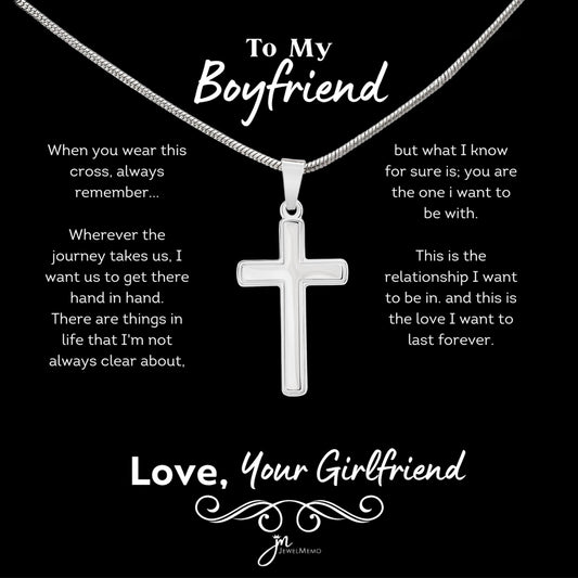 To My Boyfriend Cross Necklace - Black Card