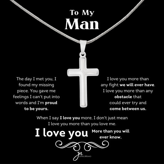 To My Man I Love You Cross Necklace