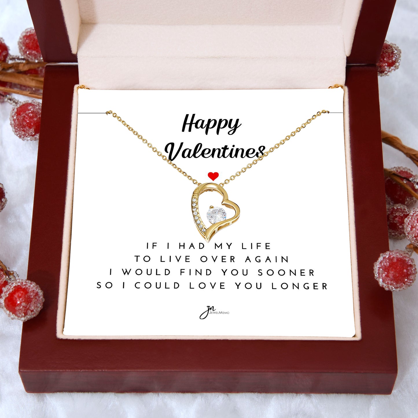 Happy Valentines Love Knot Necklace - White Card