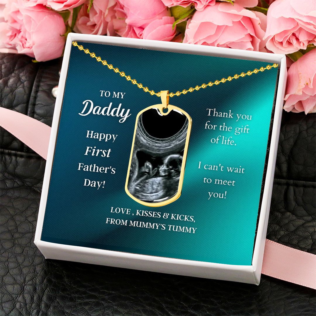 Custom Photo Dad Tag Pendant Necklace - Happy First Father's Day