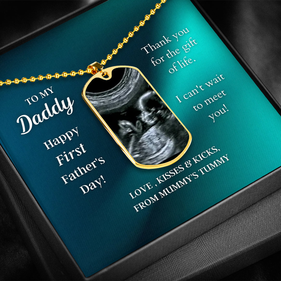 Custom Photo Dad Tag Pendant Necklace - Happy First Father's Day