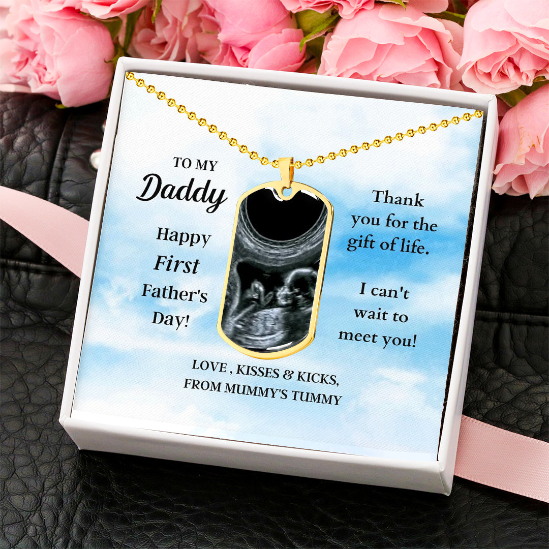 Custom Photo Dad Tag Pendant Necklace - Happy First Father's Day