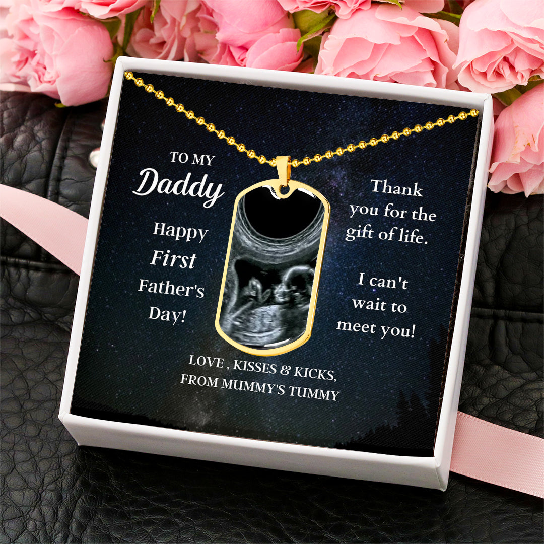 Custom Photo Dad Tag Pendant Necklace - Happy First Father's Day