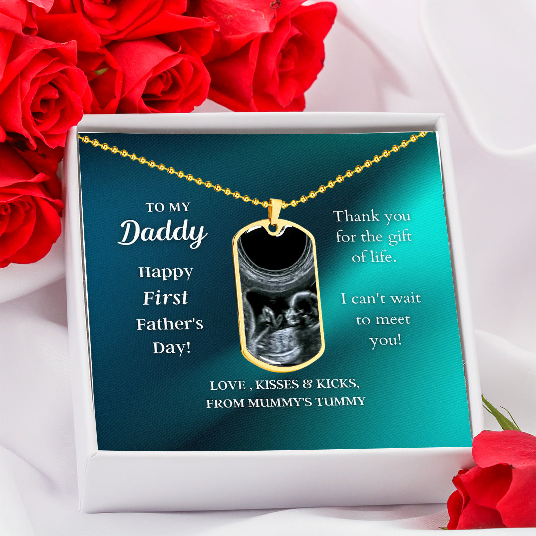 Custom Photo Dad Tag Pendant Necklace - Happy First Father's Day