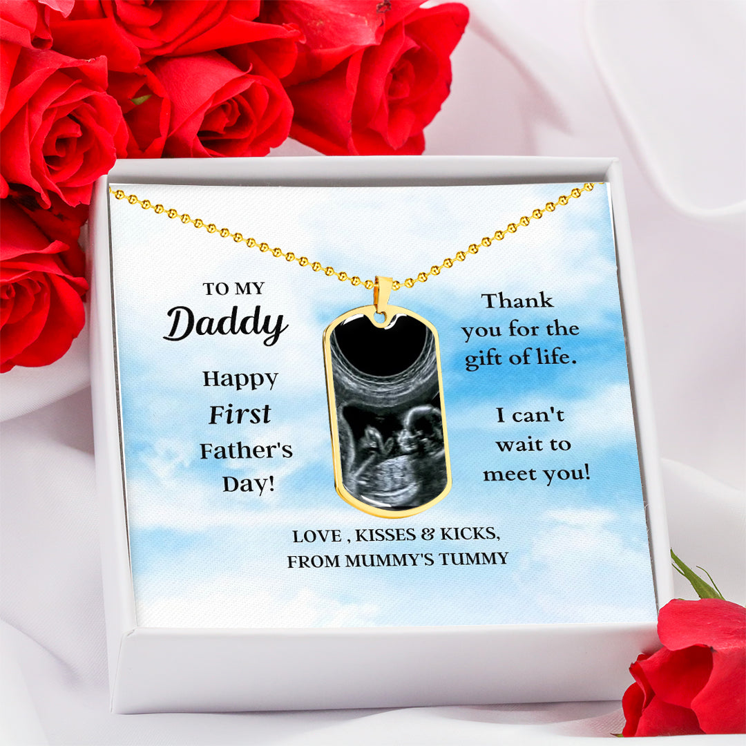 Custom Photo Dad Tag Pendant Necklace - Happy First Father's Day