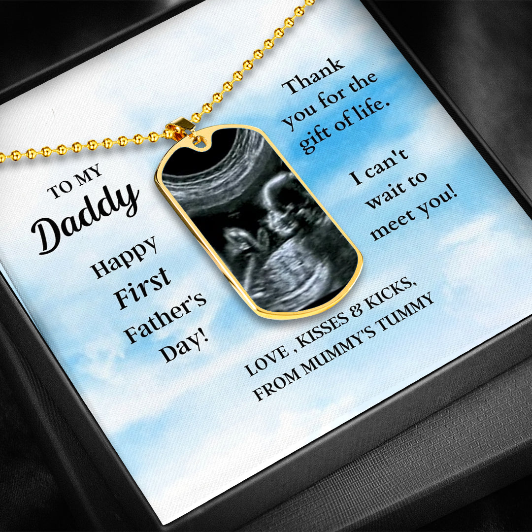 Custom Photo Dad Tag Pendant Necklace - Happy First Father's Day