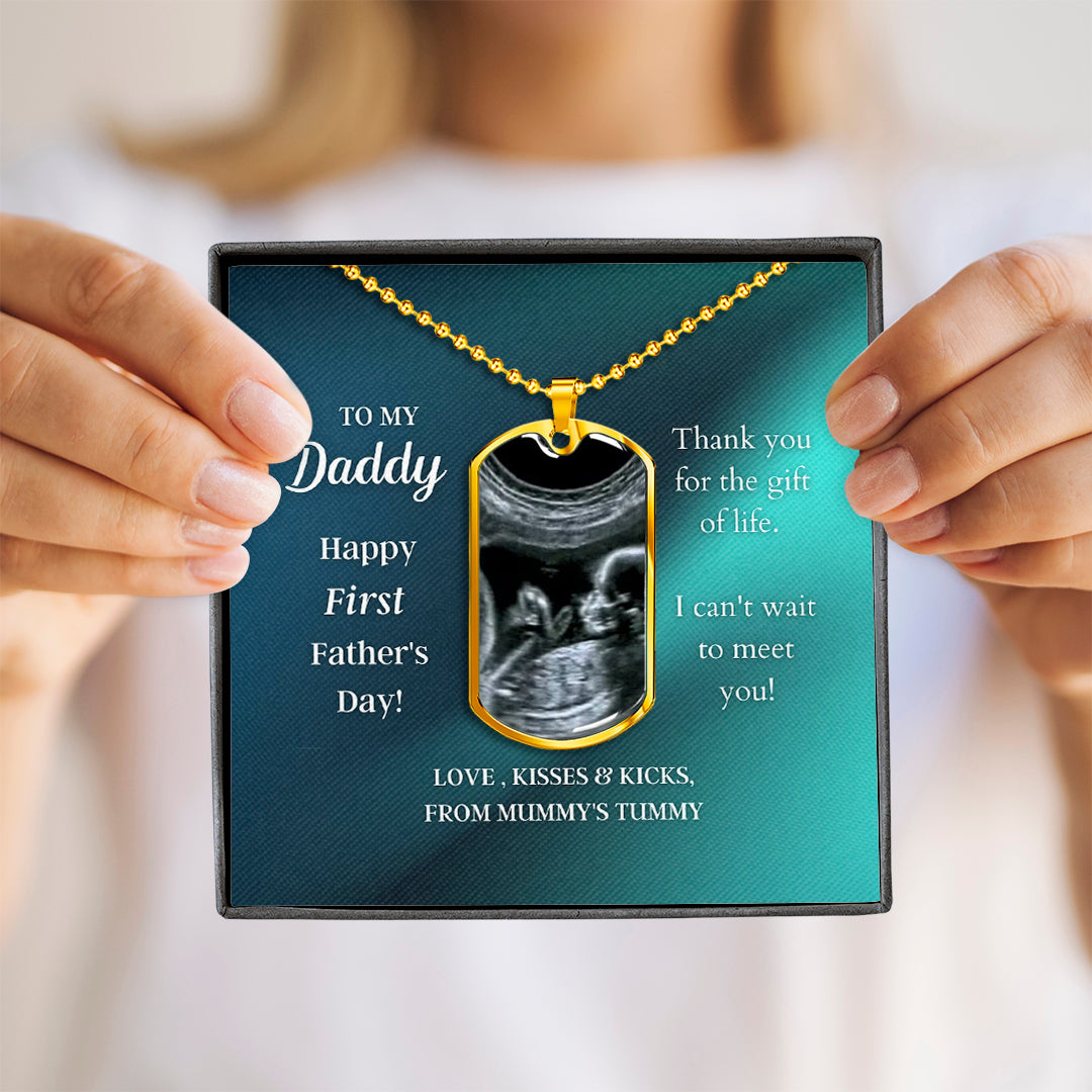 Custom Photo Dad Tag Pendant Necklace - Happy First Father's Day