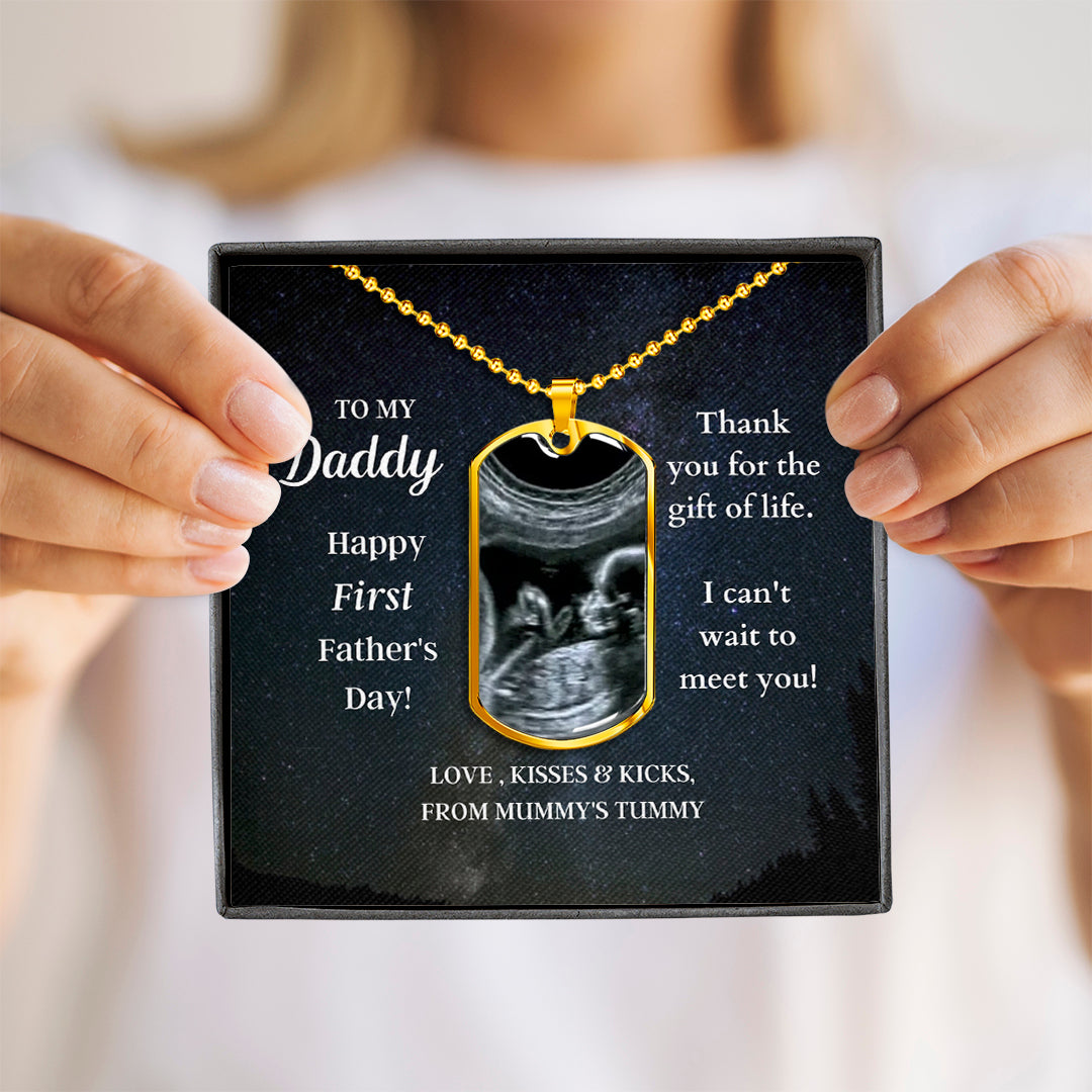 Custom Photo Dad Tag Pendant Necklace - Happy First Father's Day