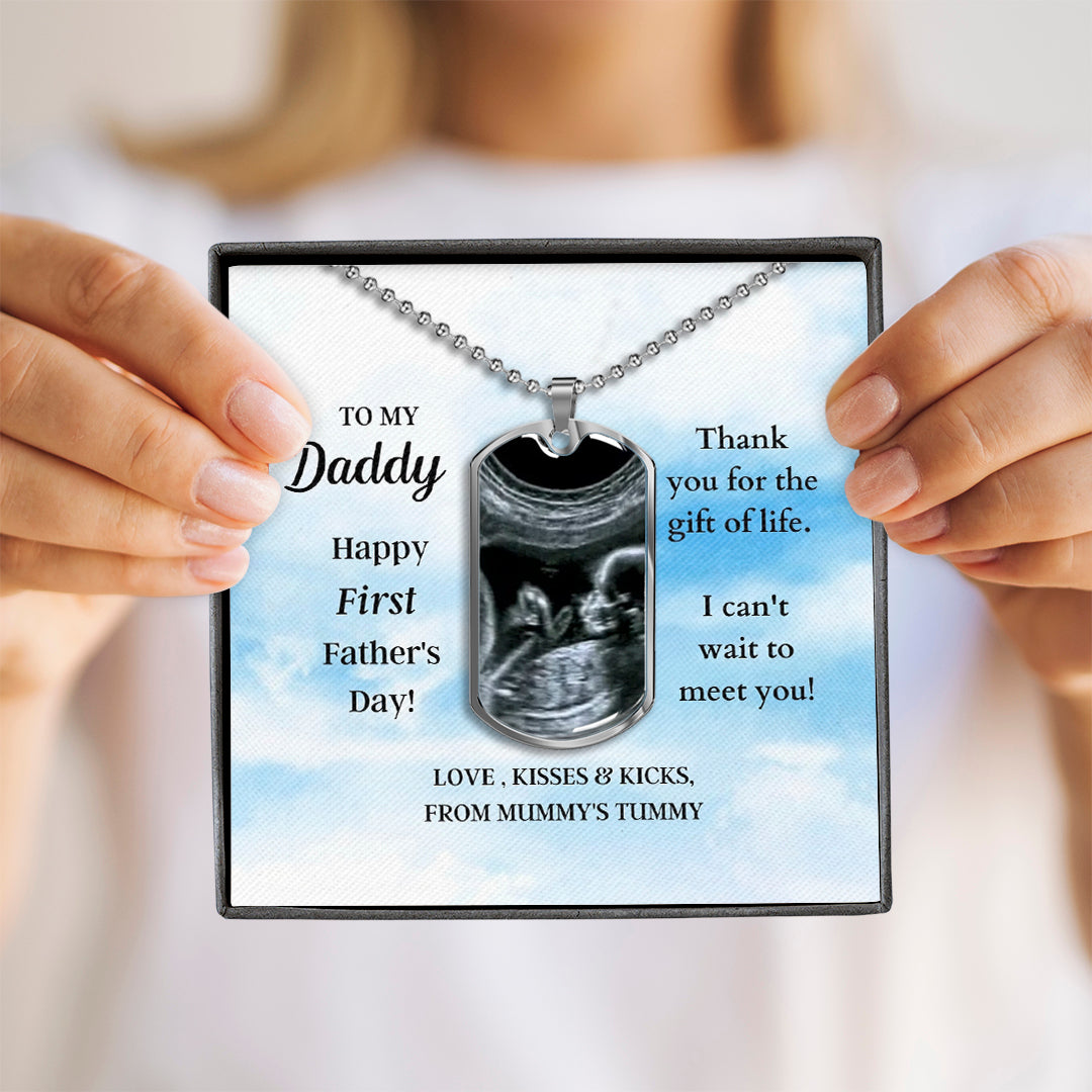 Custom Photo Dad Tag Pendant Necklace - Happy First Father's Day