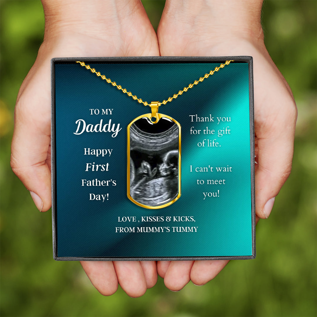 Custom Photo Dad Tag Pendant Necklace - Happy First Father's Day