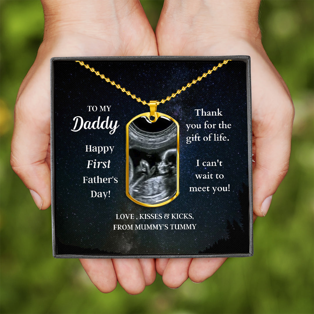 Custom Photo Dad Tag Pendant Necklace - Happy First Father's Day